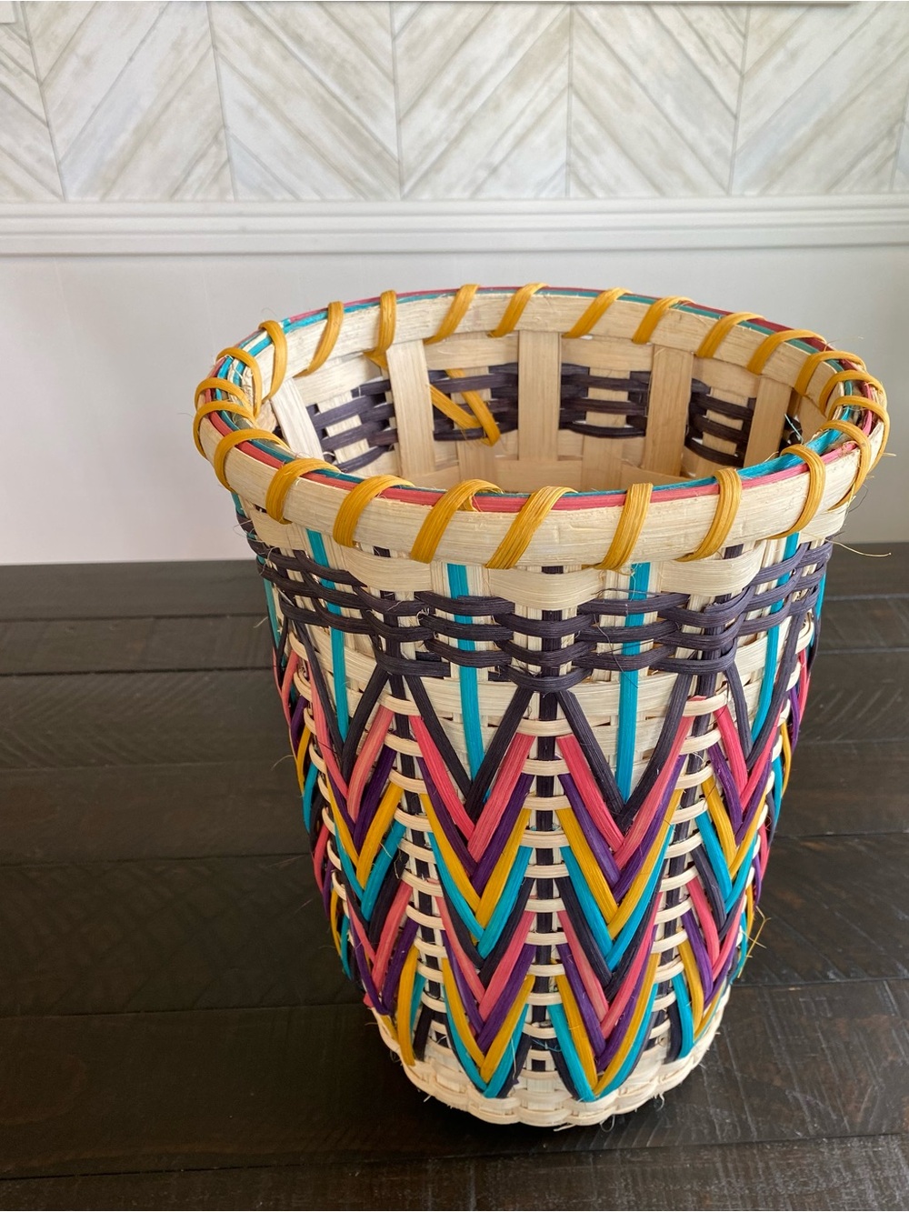 Handwoven Multicolor Decorative Basket - Home Accents